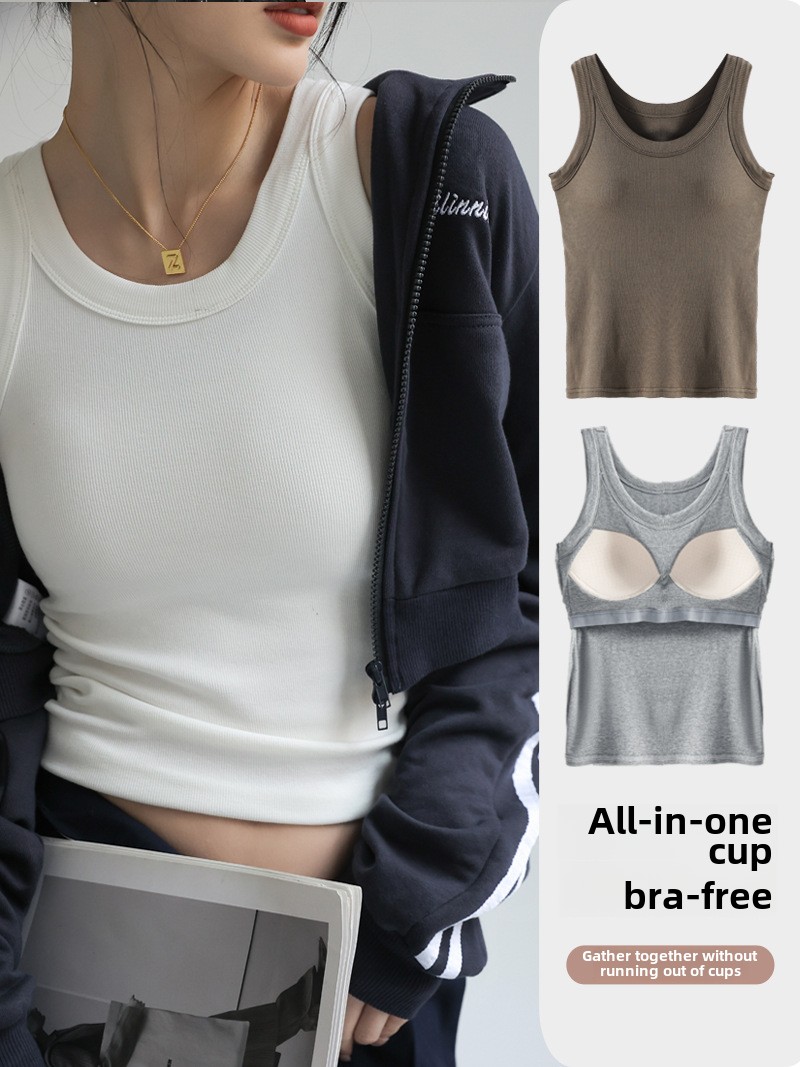 T Shirt Bra Seamless - ผู้หญิงไม่มีรอยต่อ Modal Ribbed Tank Top Built-in