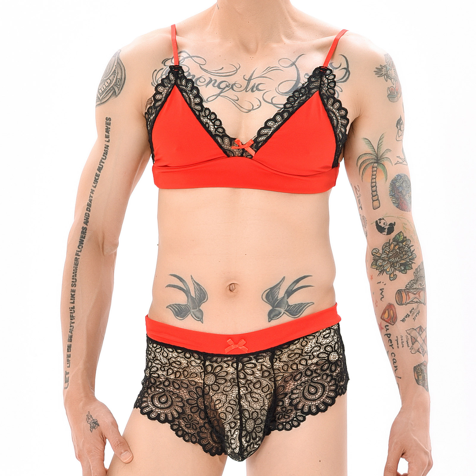 Sheer Mesh Bra - ชุดชั้นในเซ็กซี่สำหรับผู้ชาย ชุดคอสเพลย์แนวอีโรติก ชุดซิสซี่ ชุดชั้นในตาข่ายซีทรู ชุดชั้นในลูกไม้ เสื้อชั้นในชาย